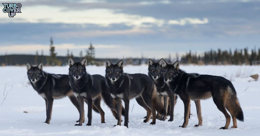 The black coyote is a rare but striking sight.